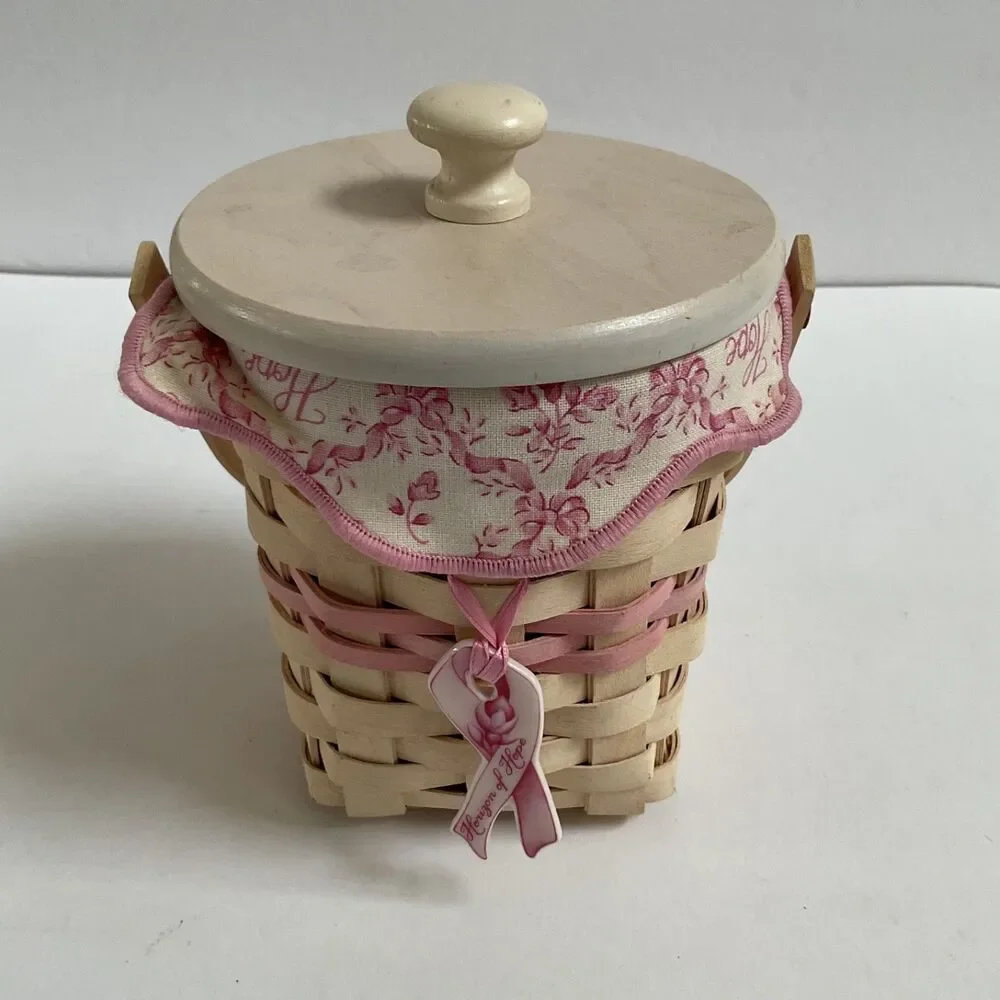 Longaberger 2002 Whitewashed Horizon of Hope Basket Liner Protector Tie On